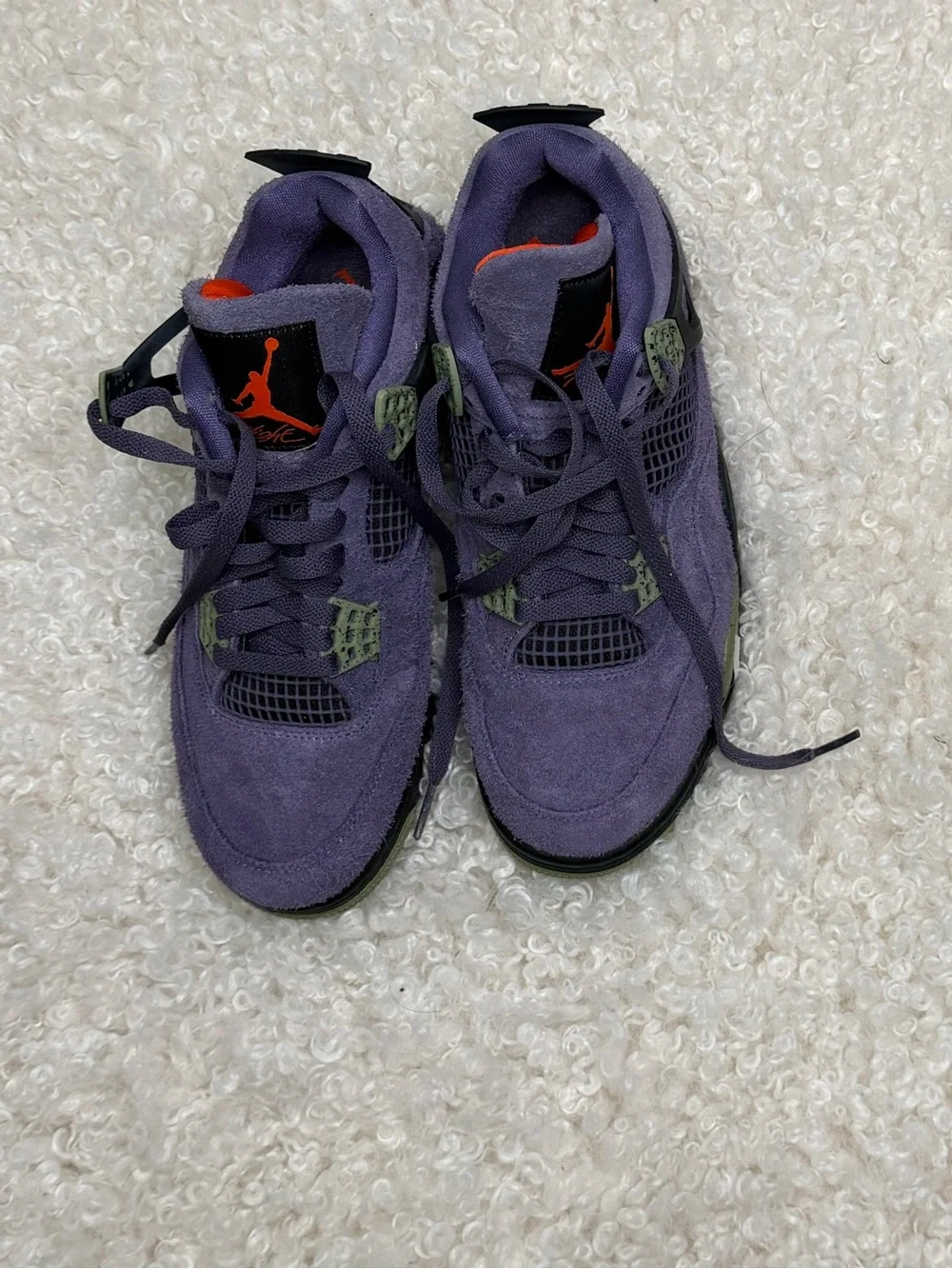 Jordan Men's Purple Suede High-Top Sneakers with Black & Orange Accents